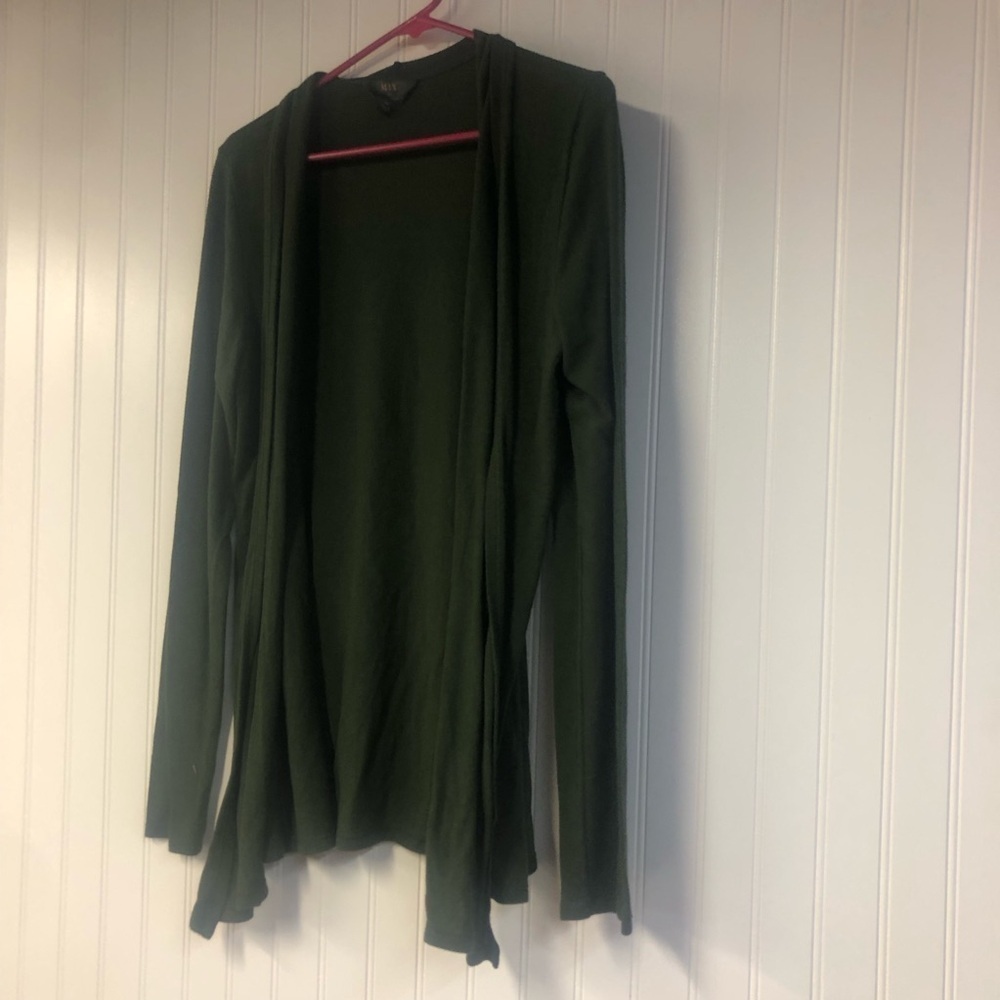 Mix by Hawthorne Olive Green Women's Open Front Cardigan Sweater XL - Picture 2 of 3